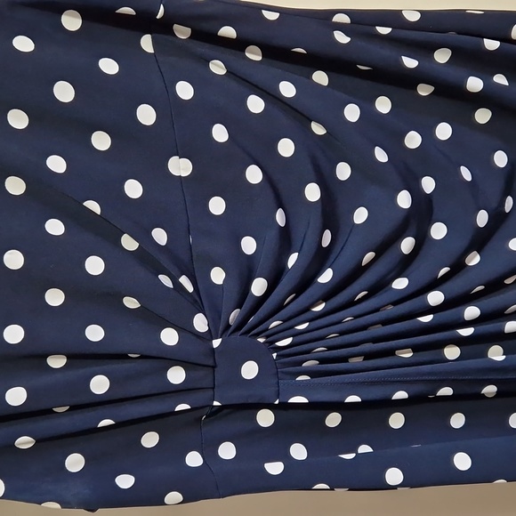 Navy blue and white polka dot midi dress - Picture 2 of 6